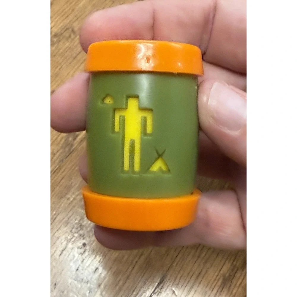 Vintage St. Labre Indian School Plastic Orange & Green Salt Pepper Shakers & Cup